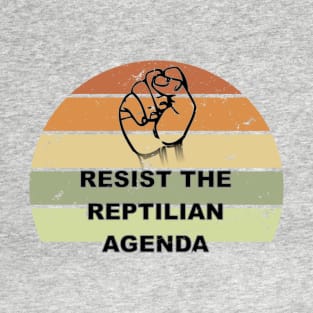 Distressed Resist The Reptilian Agenda Retro Sunset Drawing T-Shirt